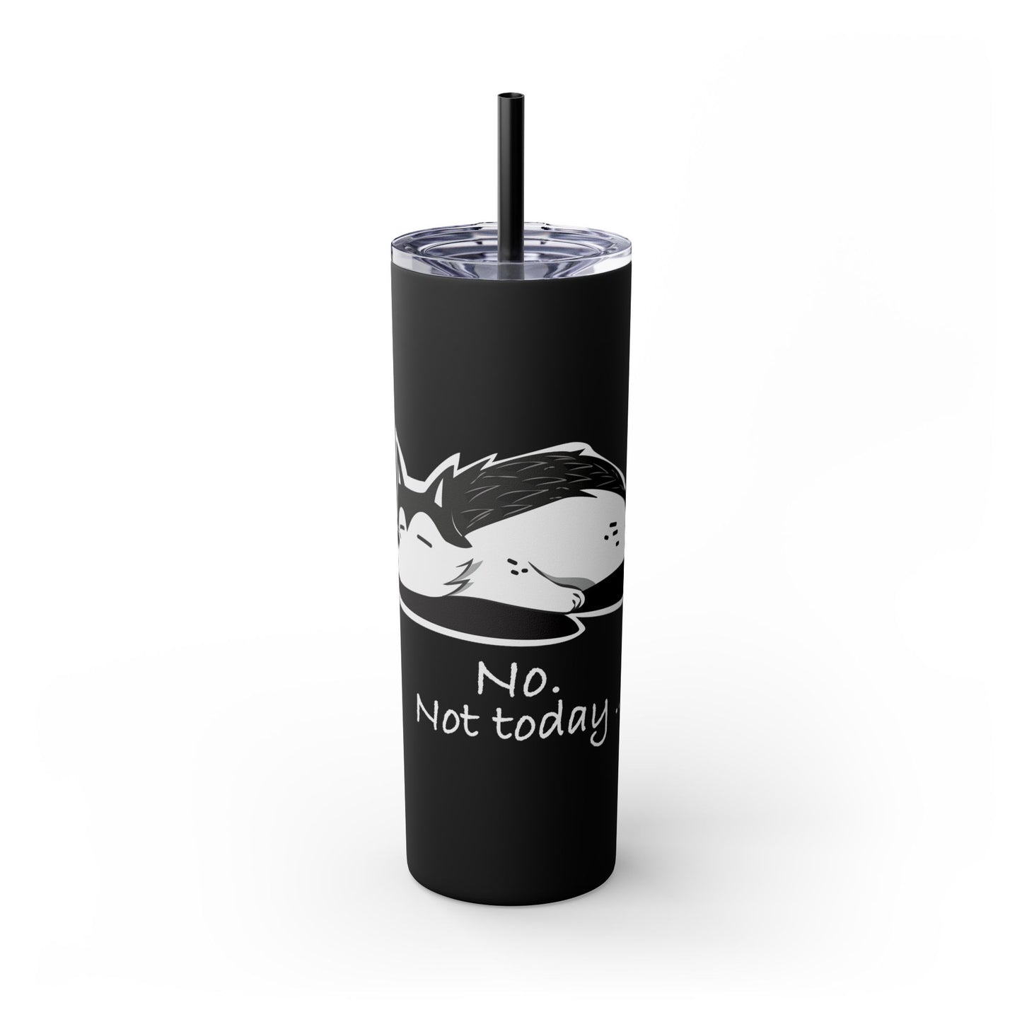 Lazy Husky Skinny Tumbler with Straw, 20oz