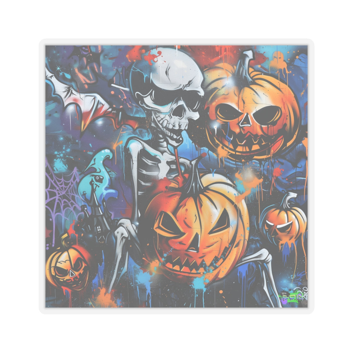 Kiss-Cut Stickers -Squating Skeleton - Halloween 2024 - Epicdsgn