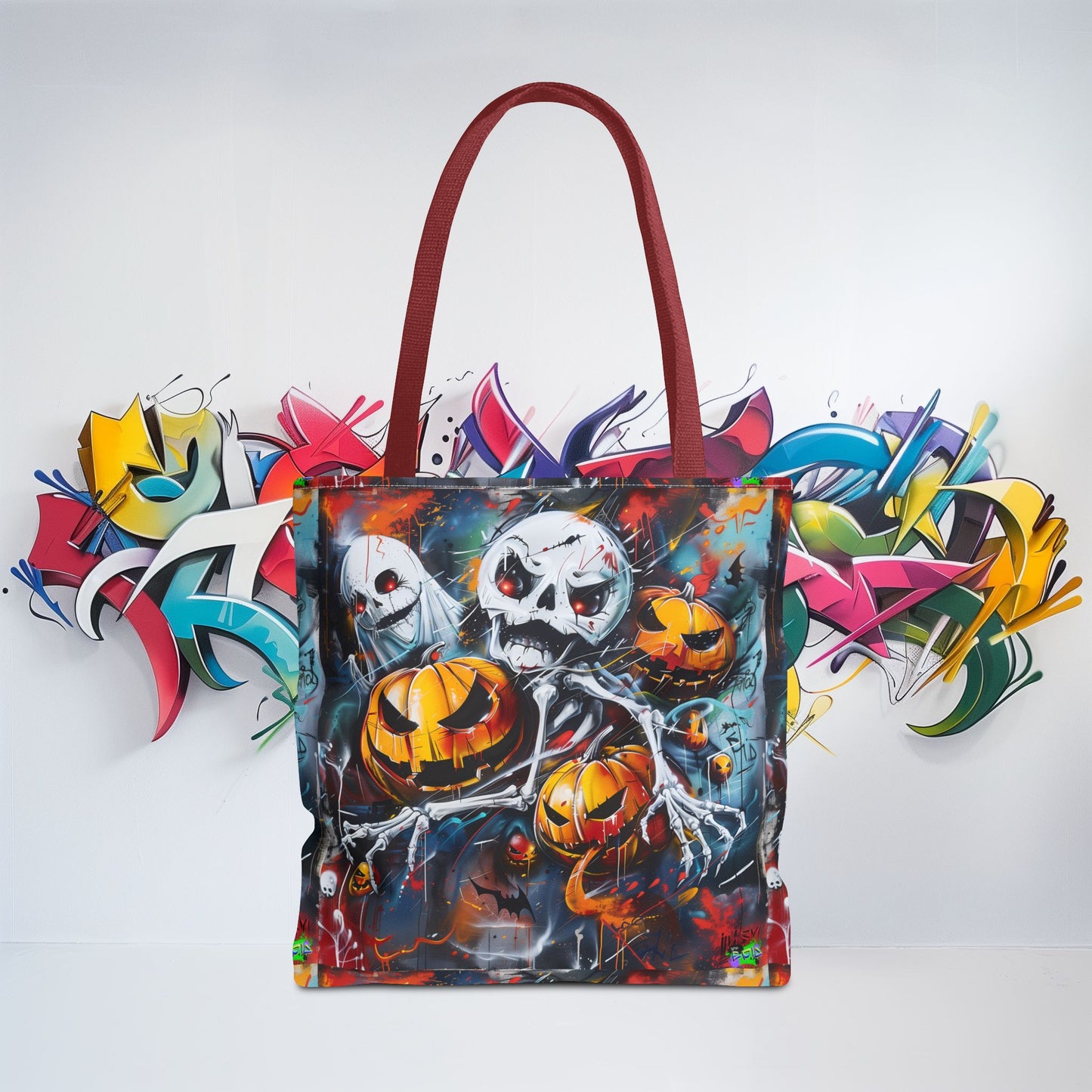 Tote Bag (AOP) - Bones and Pumpkin - Halloween 2024 - Epicdsgn