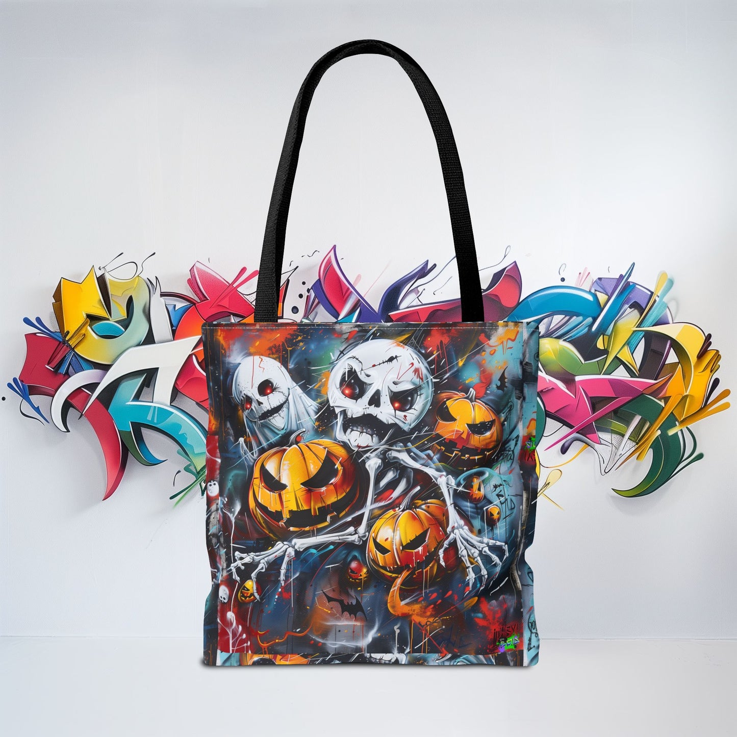 Tote Bag (AOP) - Bones and Pumpkin - Halloween 2024 - Epicdsgn