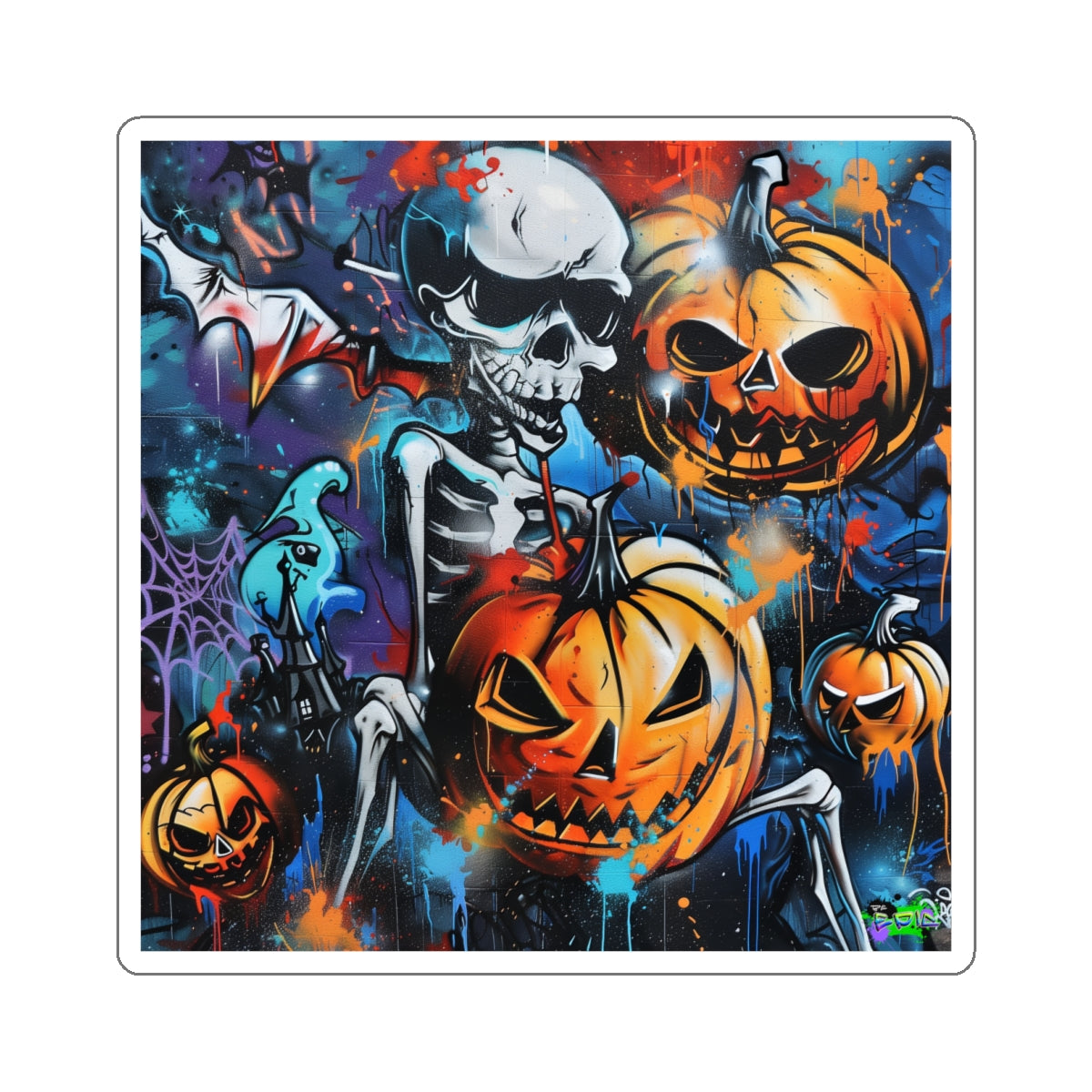 Kiss-Cut Stickers -Squating Skeleton - Halloween 2024 - Epicdsgn