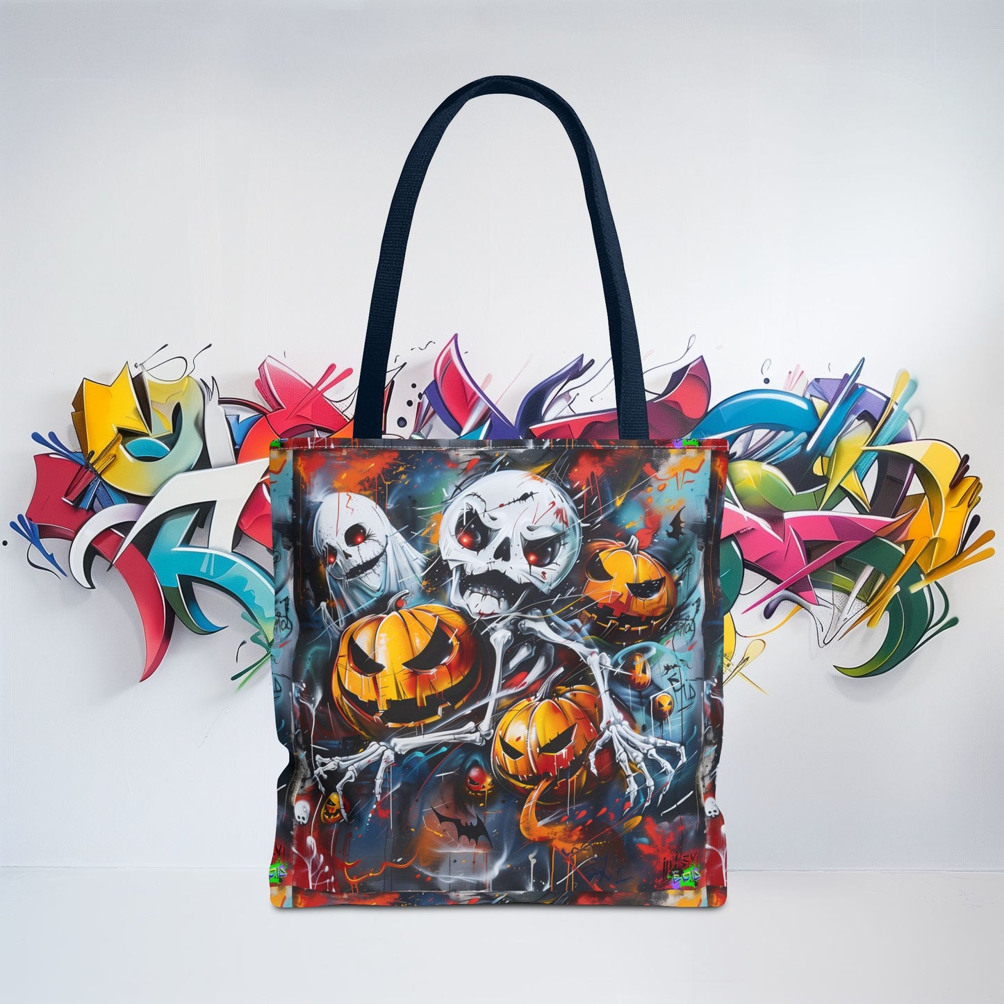 Tote Bag (AOP) - Bones and Pumpkin - Halloween 2024 - Epicdsgn