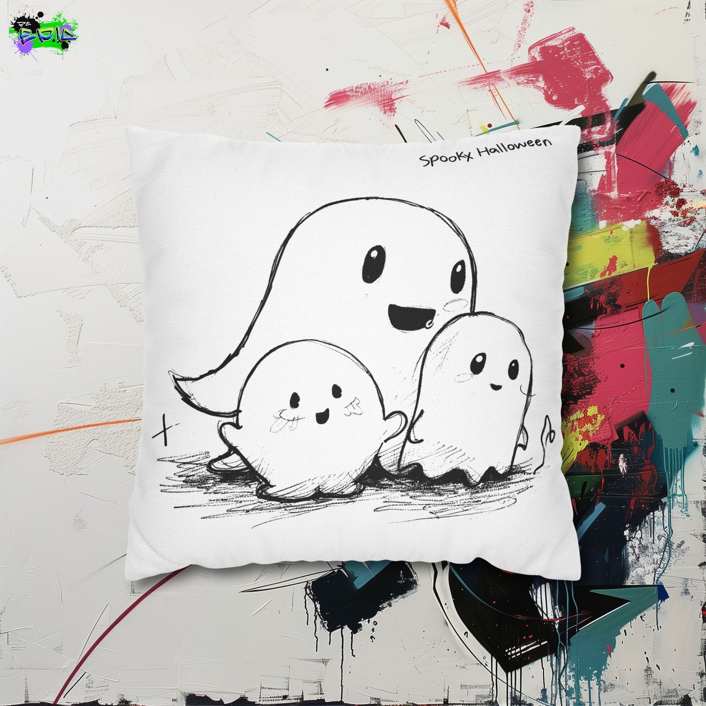 Spun Polyester Square Pillowcase - Spooky Halloween - Halloween 2024 - Epicdsgn