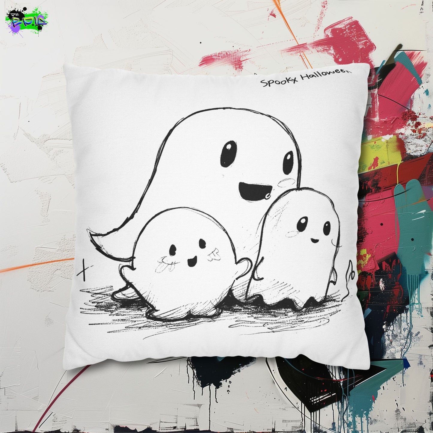 Spun Polyester Square Pillowcase - Spooky Halloween - Halloween 2024 - Epicdsgn