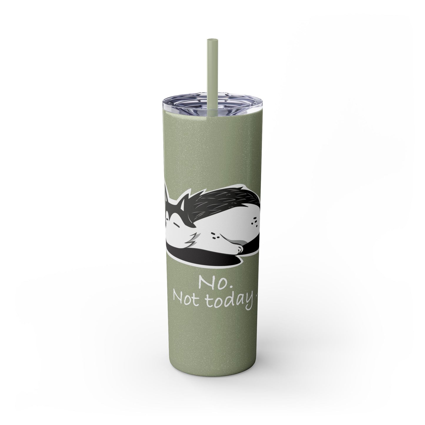 Lazy Husky Skinny Tumbler with Straw, 20oz