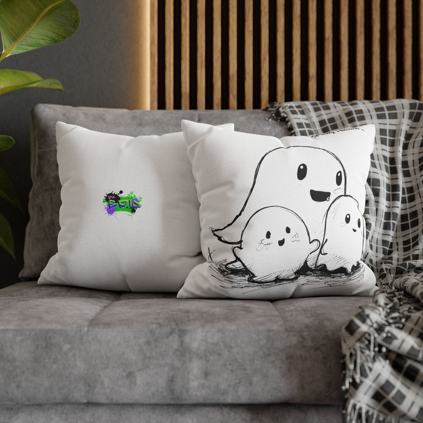 Spun Polyester Square Pillowcase - Spooky Halloween - Halloween 2024 - Epicdsgn