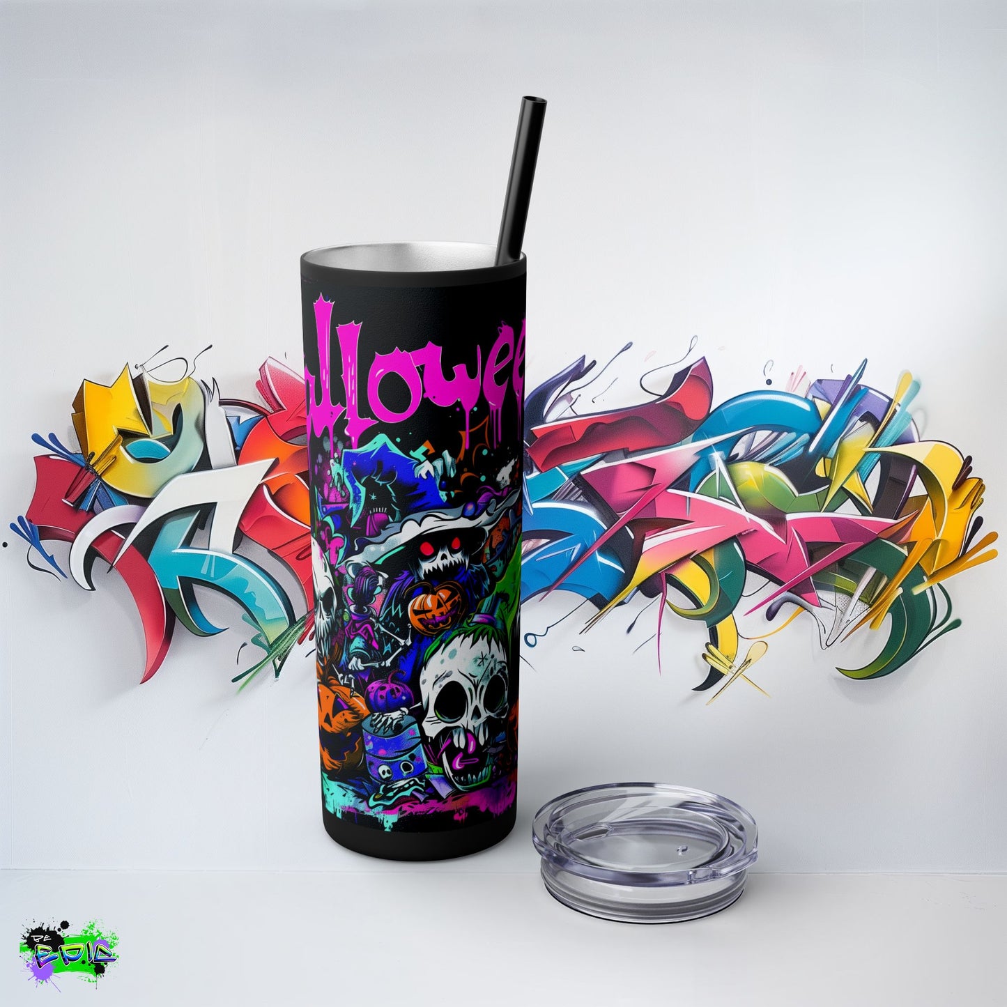 Skinny Tumbler with Straw, 20oz - Scary Halloween - Halloween 2024 - Epicdsgn
