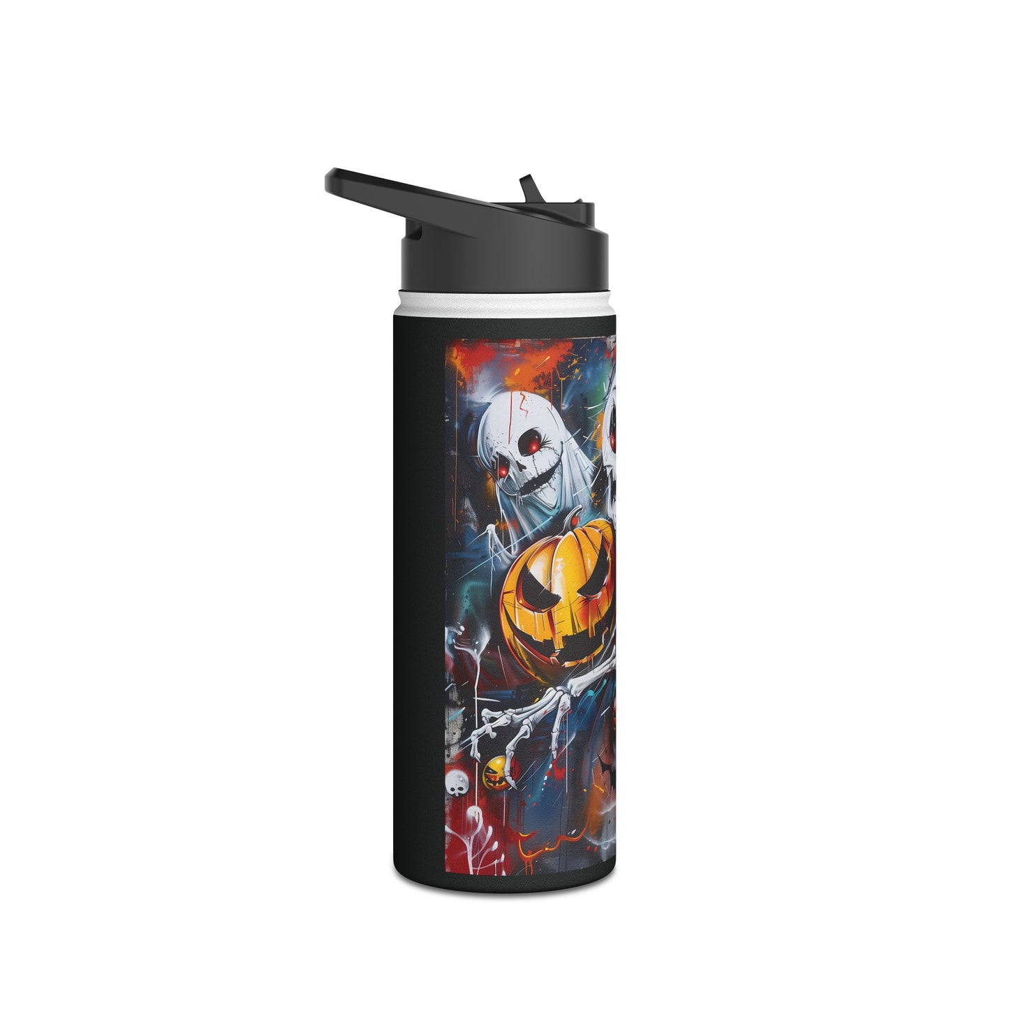 Stainless Steel Water Bottle, Standard Lid - Bones and Pumpkin - Halloween 2024 - Epicdsgn