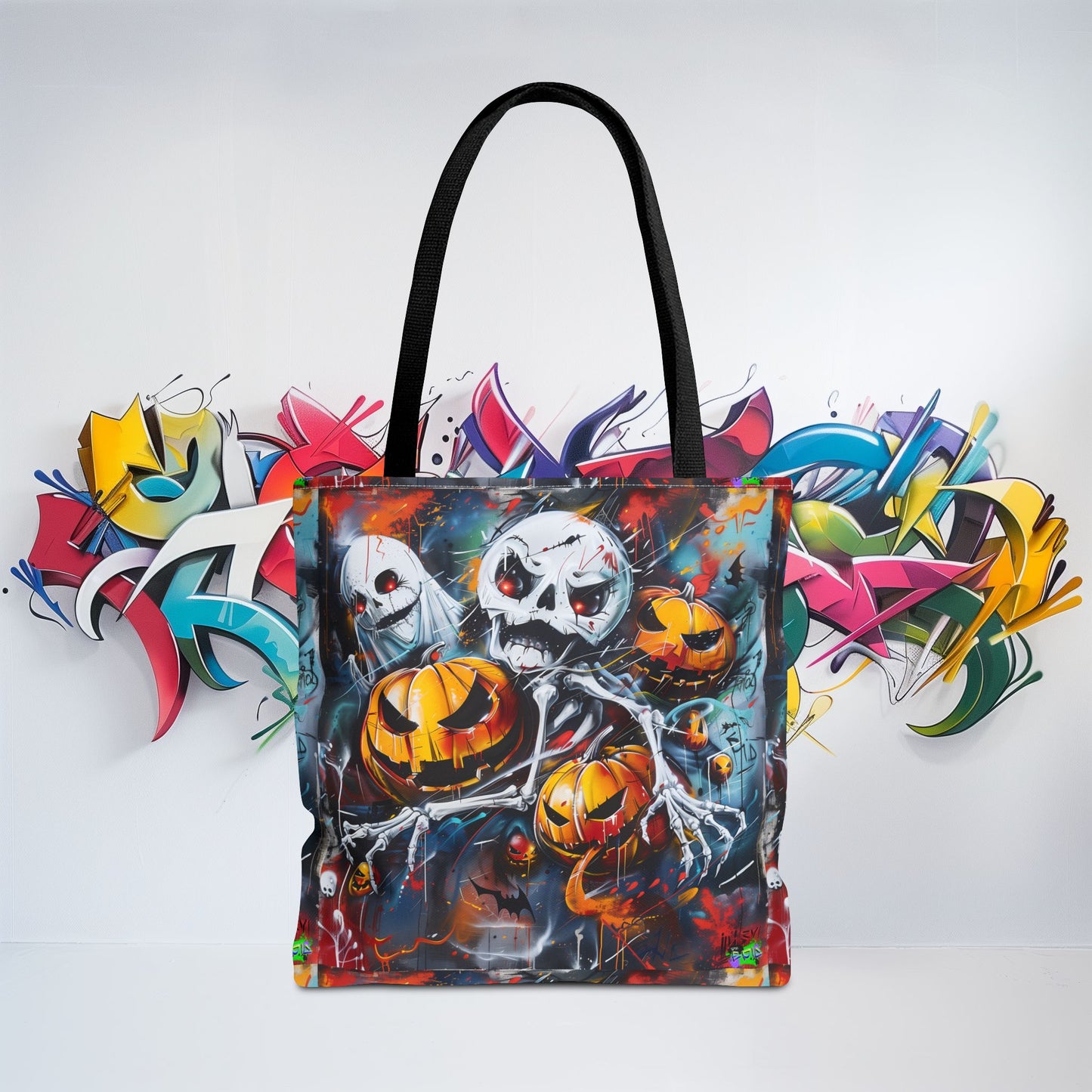 Tote Bag (AOP) - Bones and Pumpkin - Halloween 2024 - Epicdsgn