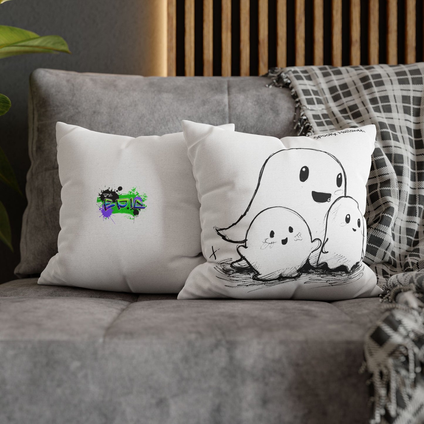 Spun Polyester Square Pillowcase - Spooky Halloween - Halloween 2024 - Epicdsgn