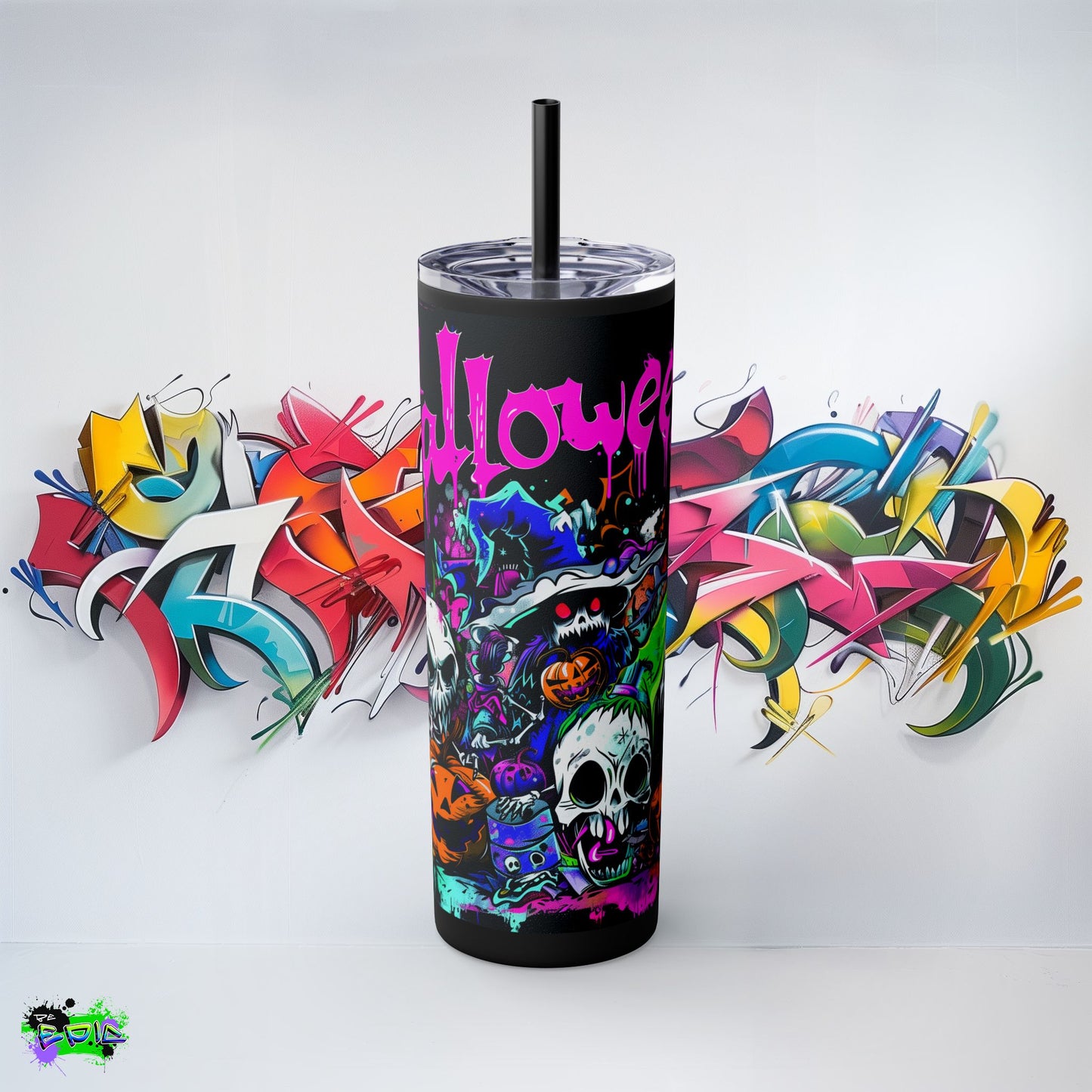 Skinny Tumbler with Straw, 20oz - Scary Halloween - Halloween 2024 - Epicdsgn