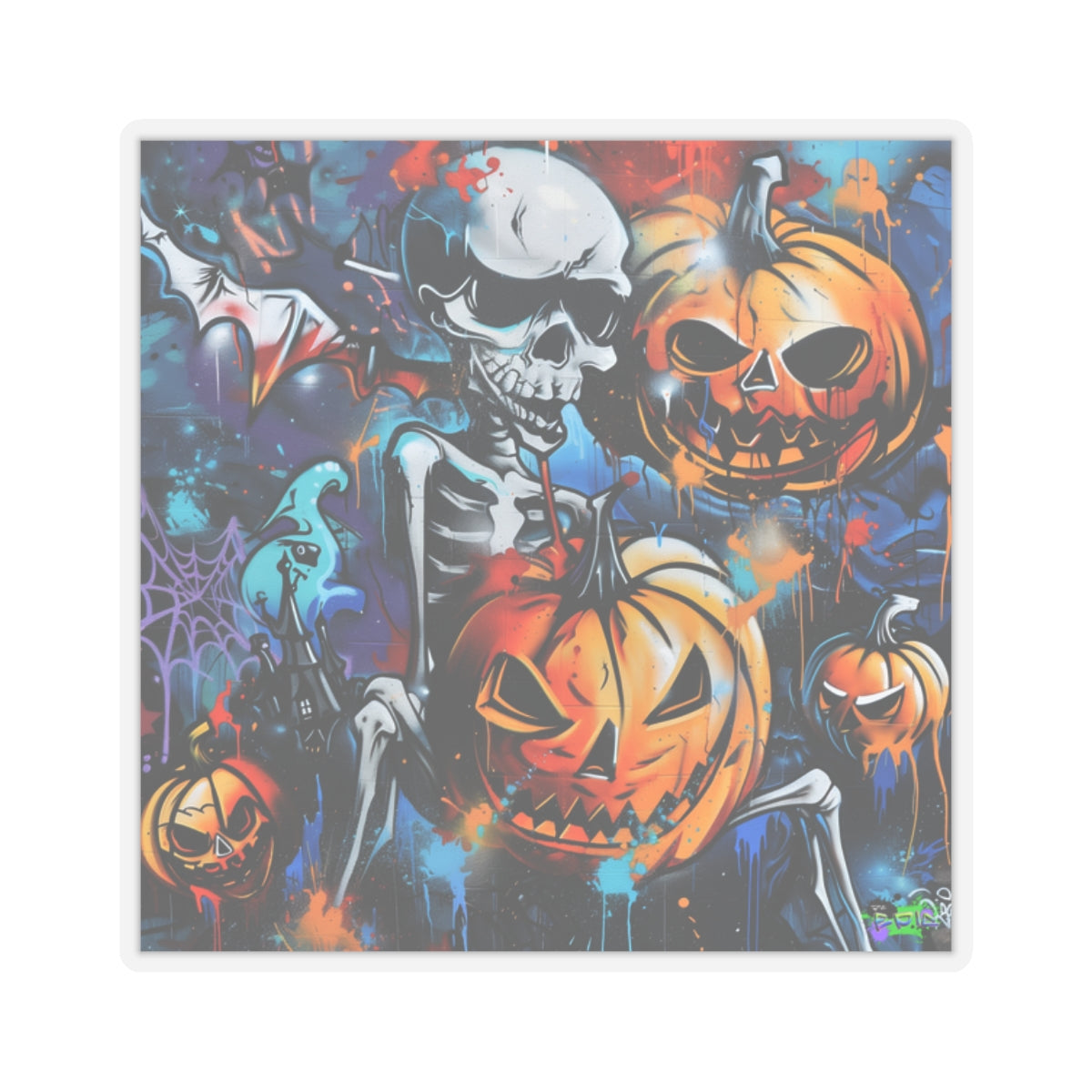 Kiss-Cut Stickers -Squating Skeleton - Halloween 2024 - Epicdsgn