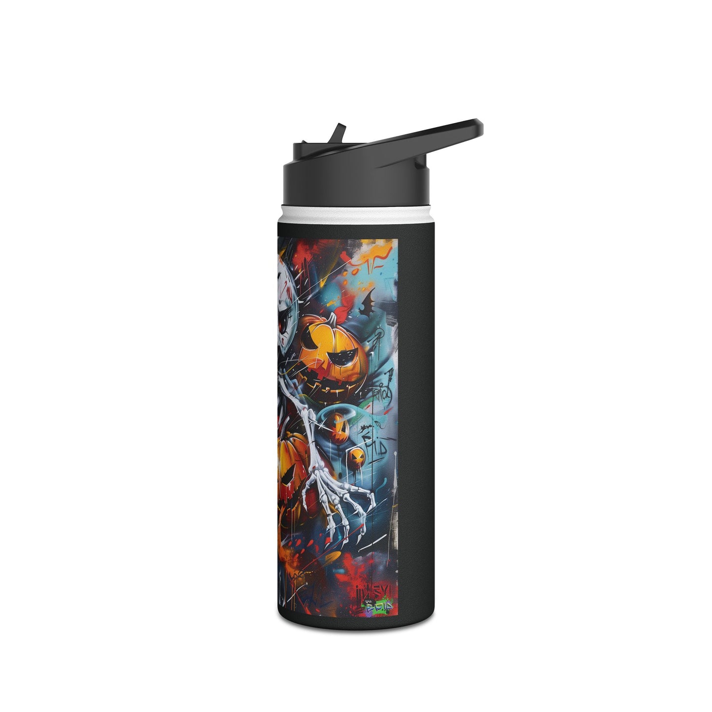 Stainless Steel Water Bottle, Standard Lid - Bones and Pumpkin - Halloween 2024 - Epicdsgn