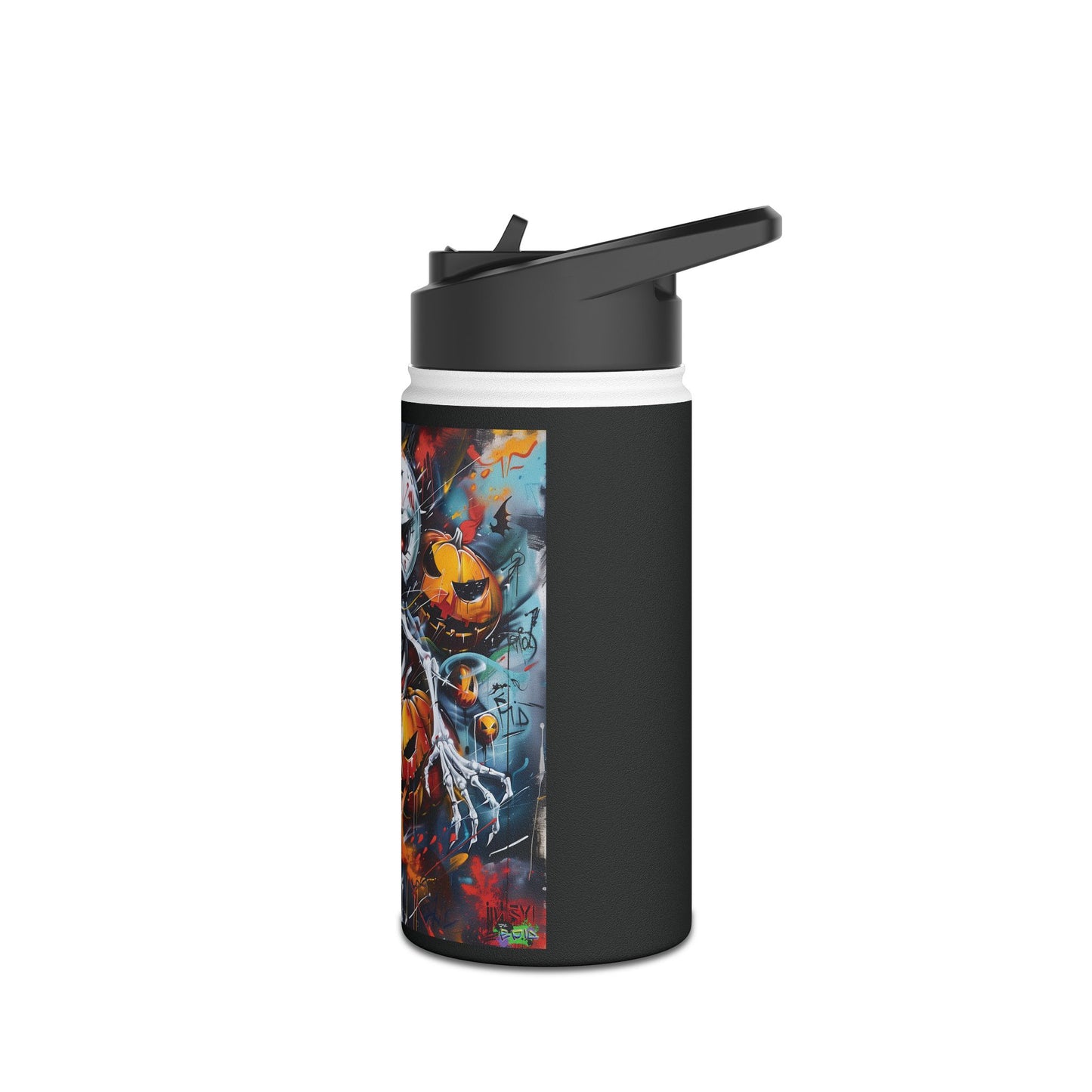 Stainless Steel Water Bottle, Standard Lid - Bones and Pumpkin - Halloween 2024 - Epicdsgn