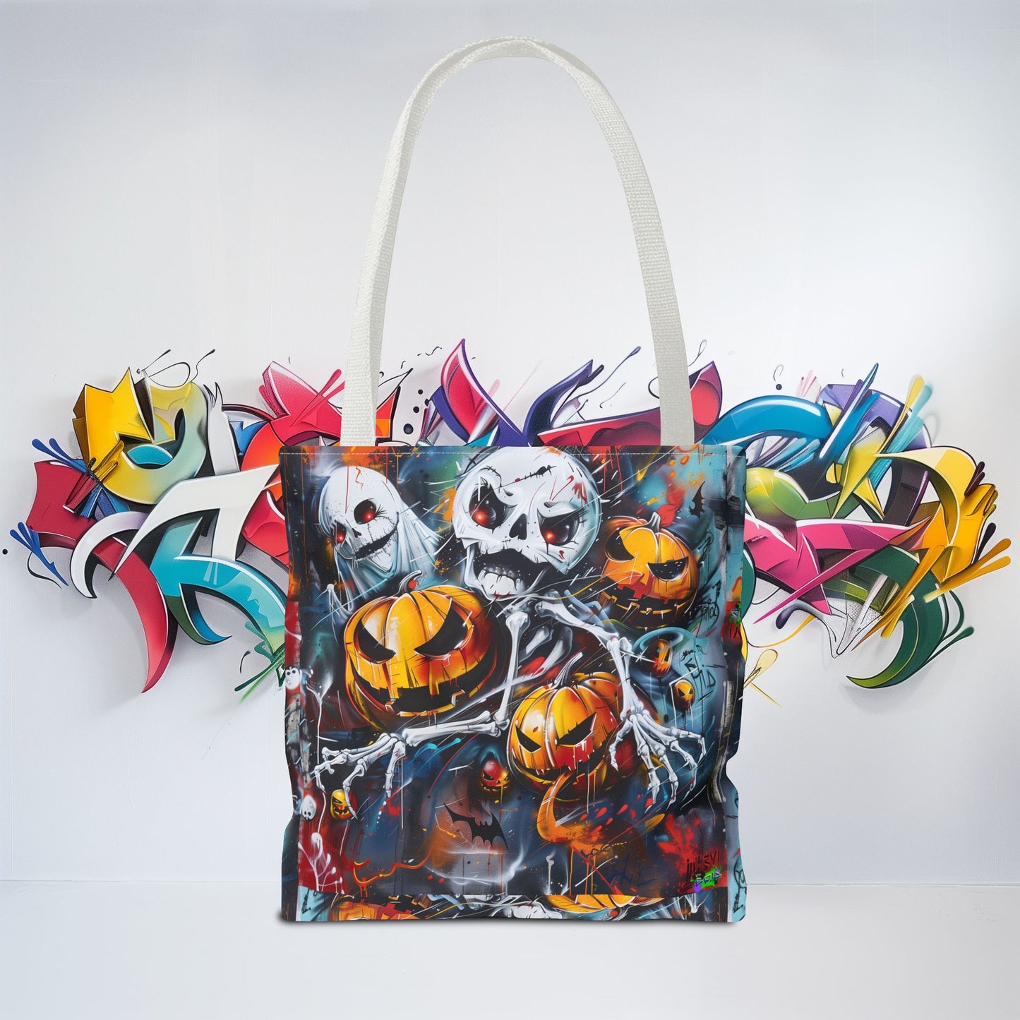 Tote Bag (AOP) - Bones and Pumpkin - Halloween 2024 - Epicdsgn