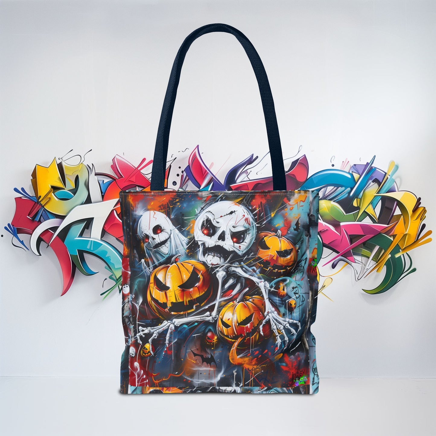 Tote Bag (AOP) - Bones and Pumpkin - Halloween 2024 - Epicdsgn