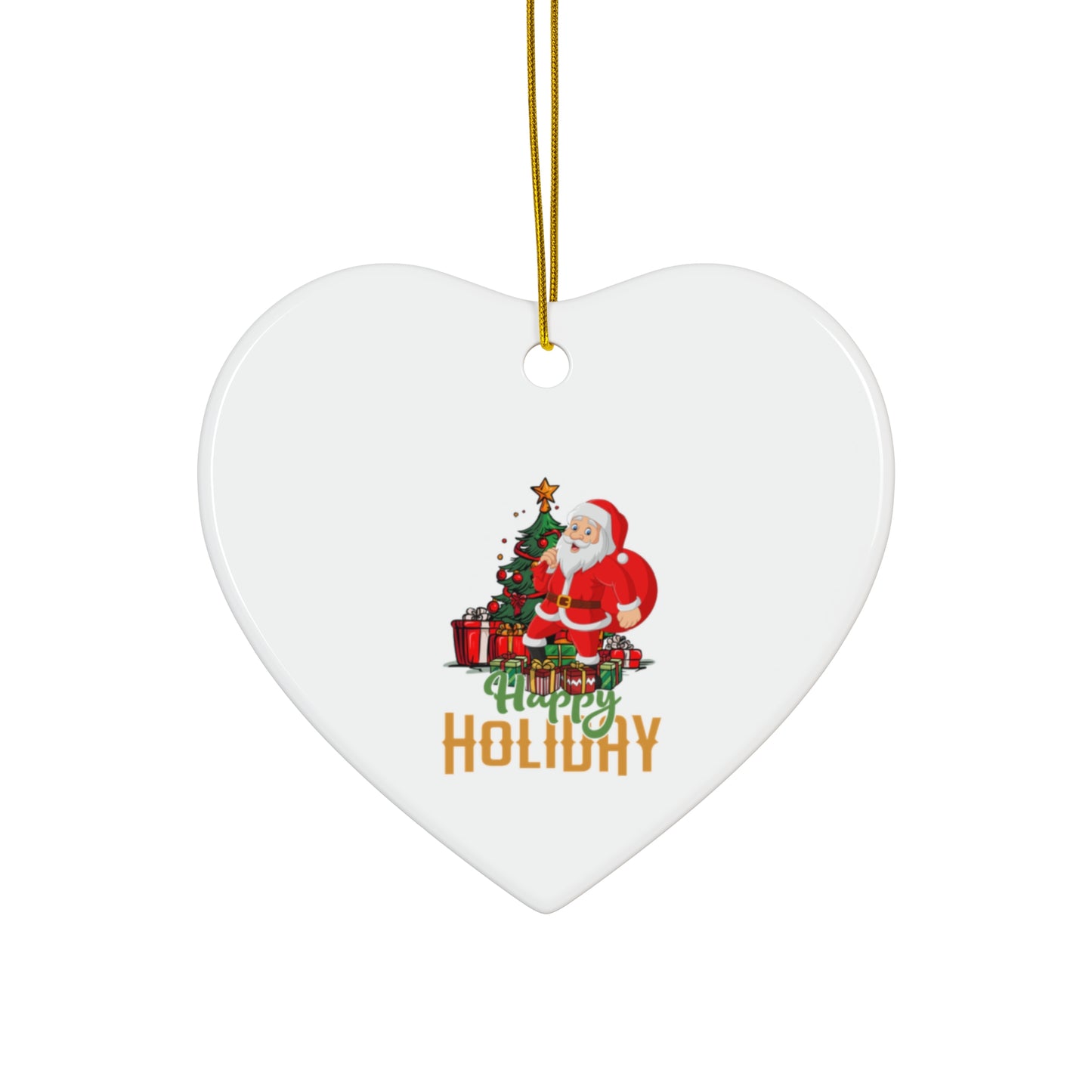 Happy Holiday Santa Ceramic Ornament, 4 Shapes - epicdsgn