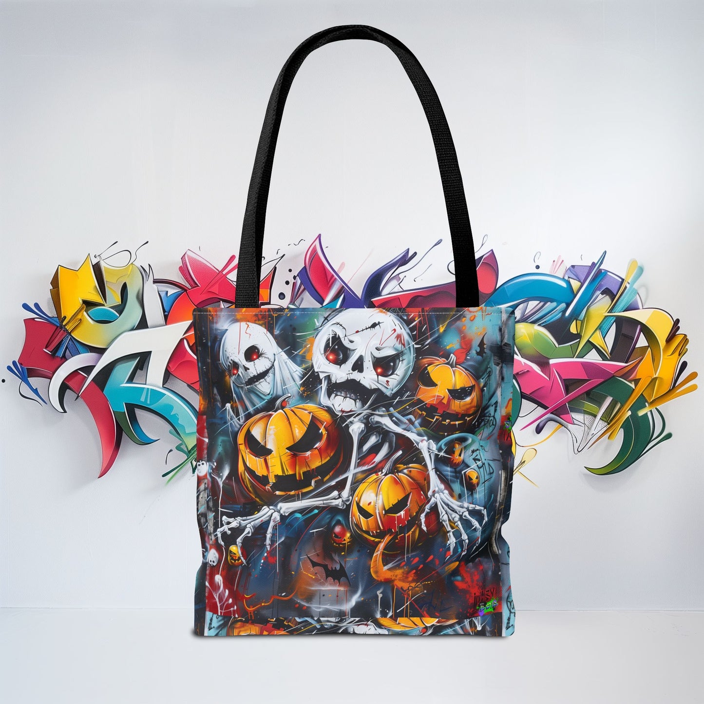 Tote Bag (AOP) - Bones and Pumpkin - Halloween 2024 - Epicdsgn