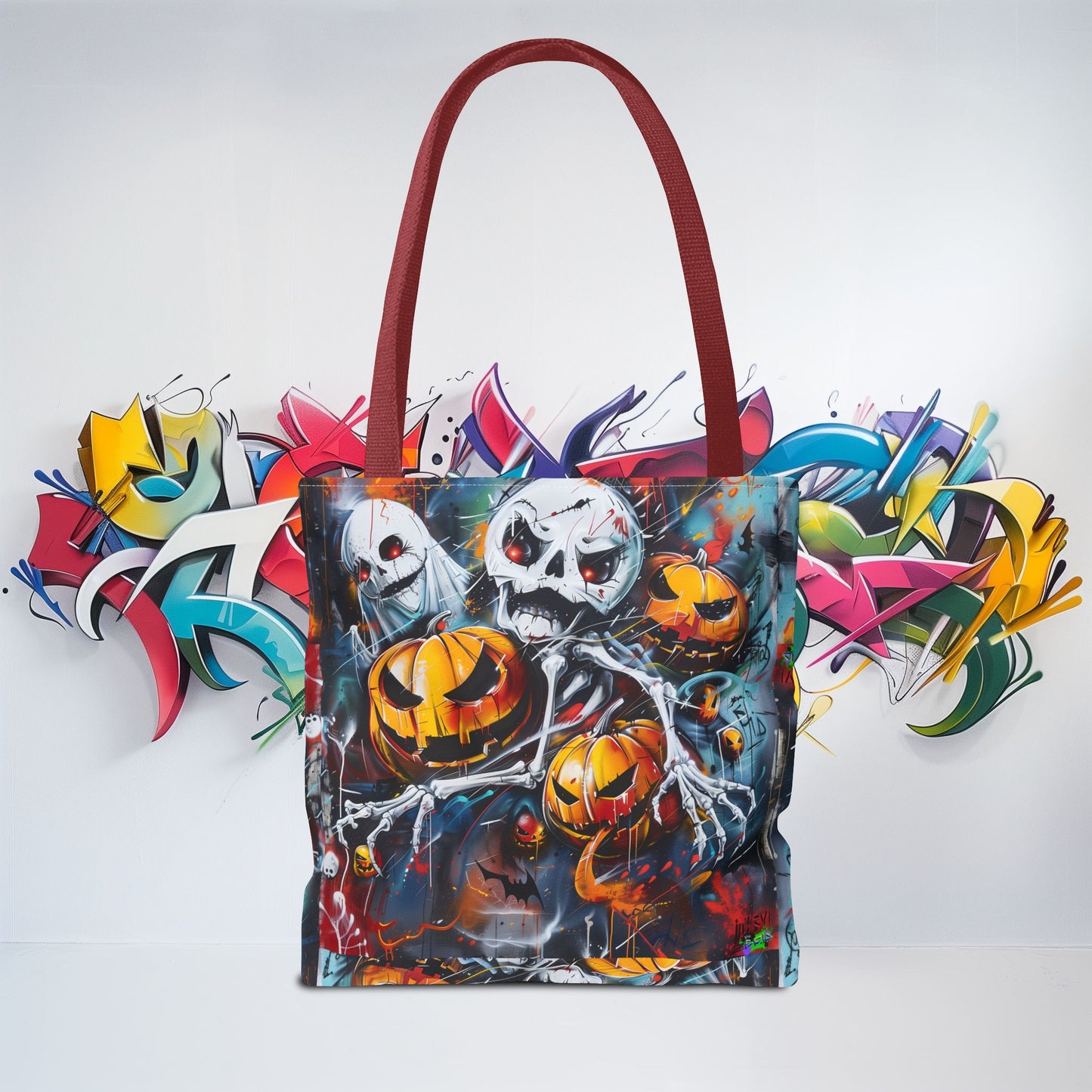 Tote Bag (AOP) - Bones and Pumpkin - Halloween 2024 - Epicdsgn