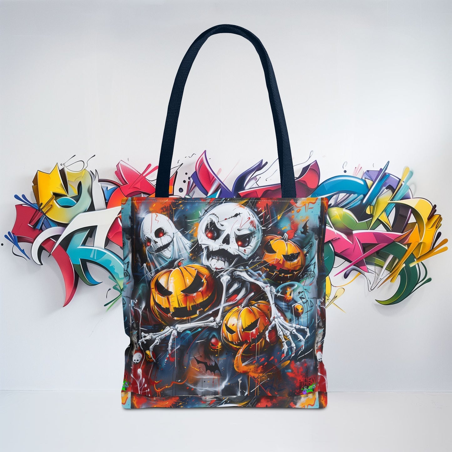 Tote Bag (AOP) - Bones and Pumpkin - Halloween 2024 - Epicdsgn