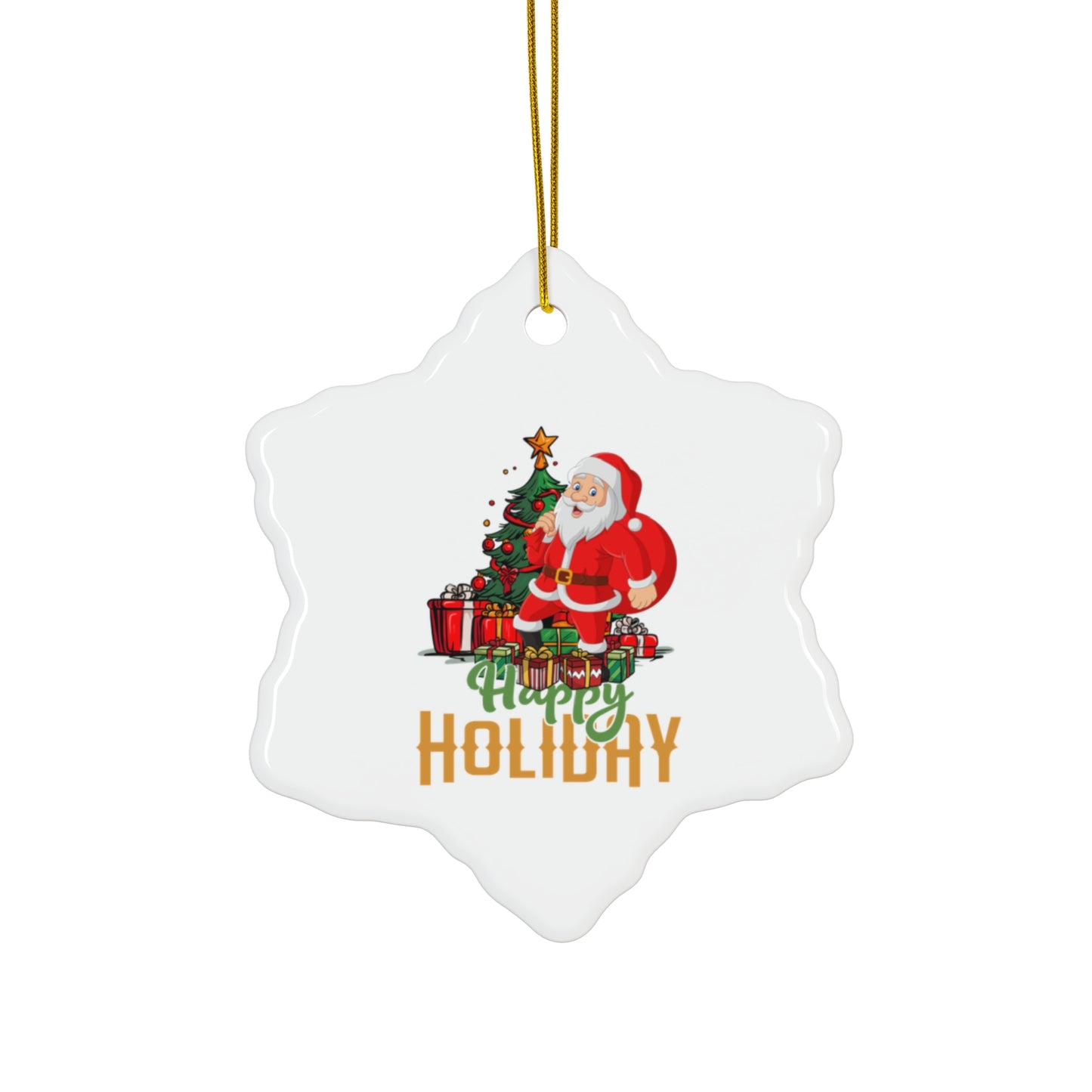 Happy Holiday Santa Ceramic Ornament, 4 Shapes - epicdsgn