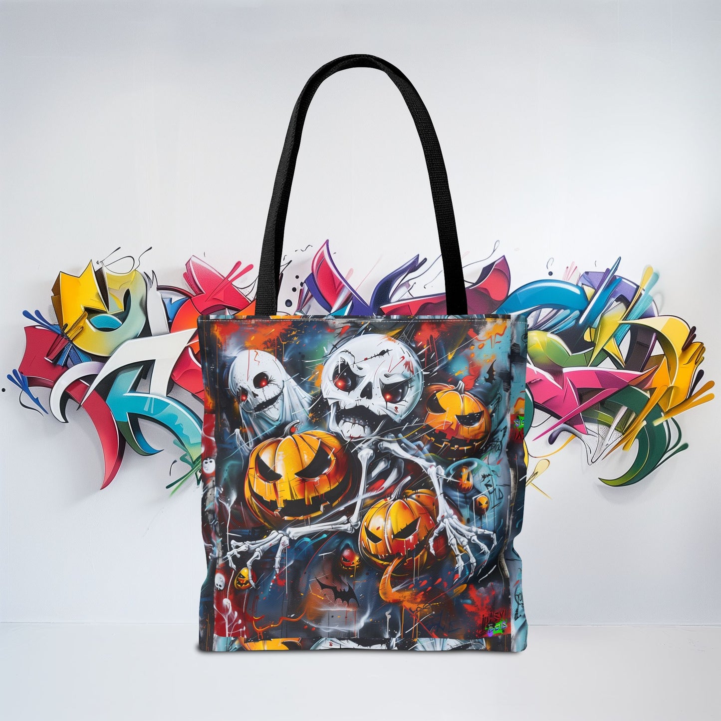 Tote Bag (AOP) - Bones and Pumpkin - Halloween 2024 - Epicdsgn