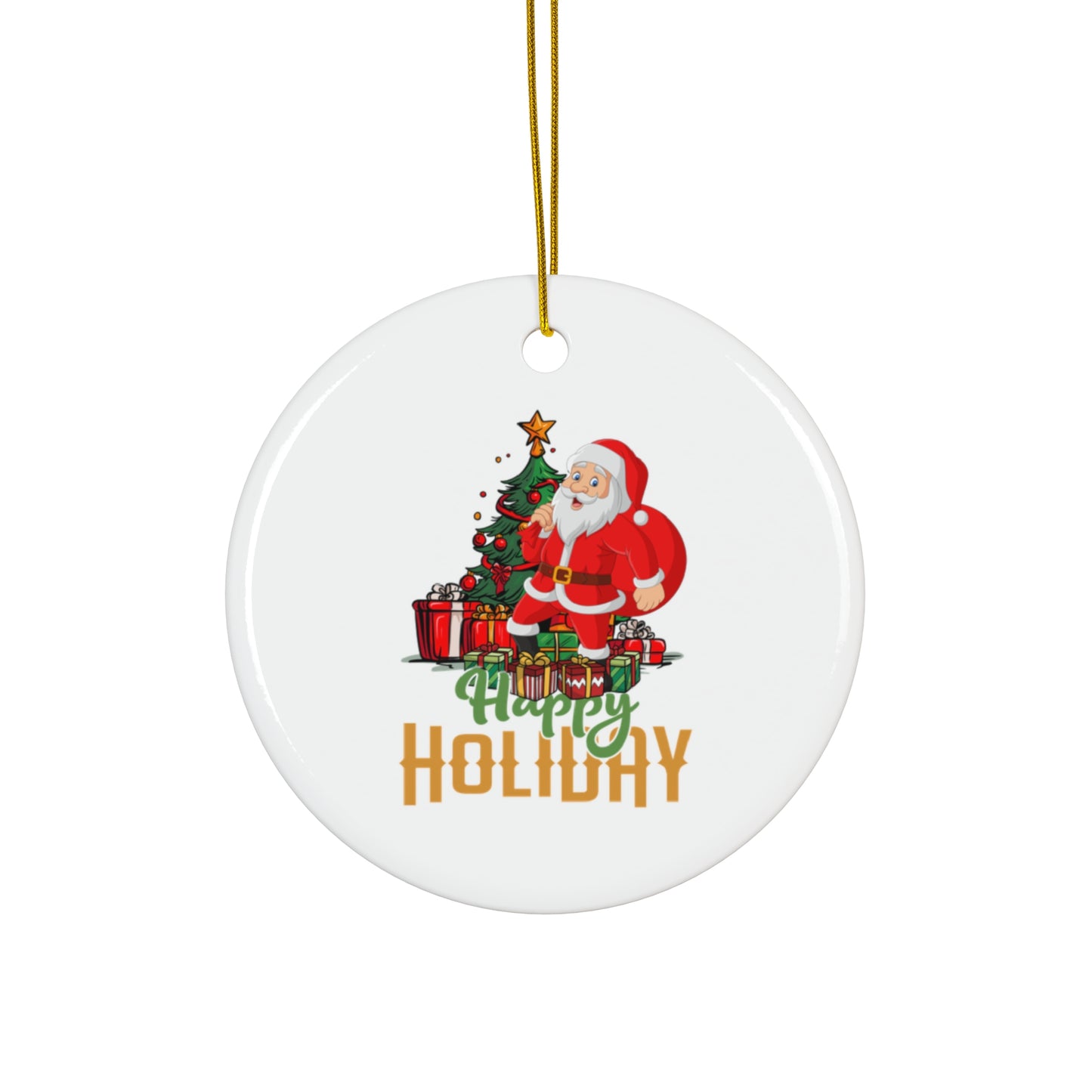 Happy Holiday Santa Ceramic Ornament, 4 Shapes - epicdsgn