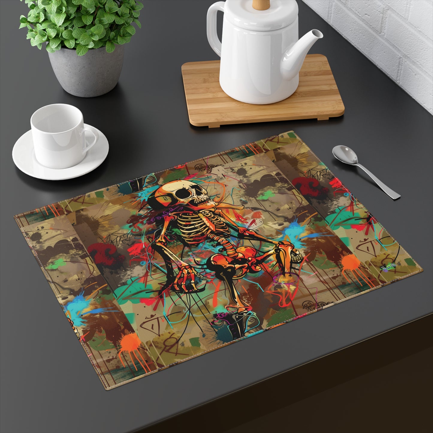 Placemat, 1pc - Sleeping Skeleton - Halloween 2024 - Epicdsgn