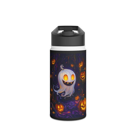 Stainless Steel Water Bottle, Standard Lid - Ghostly Grins in the Pumpkin Patch - Halloween 2024 - Epicdsgn