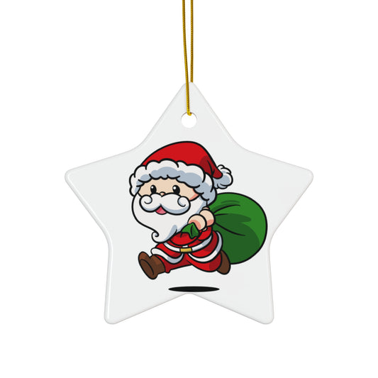 Santa with Gifts Ceramic Ornament, 4 Shapes - epicdsgn